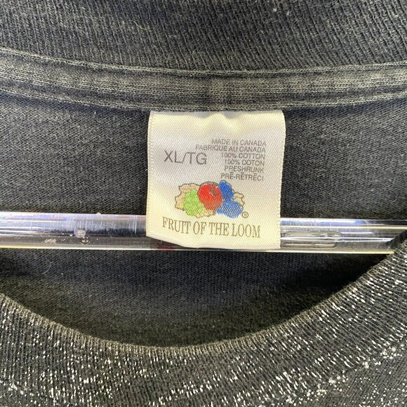 Vintage 1993 Allover Print T-Shirt Night Wolf Snow Mens Large Black Crew Neck - Picture 3 of 4